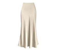 Satin Skirt Women's Long Satin Skirt Midi Maxi Skirt High Waist Skirts Dress Long Midi Skirt Wrap Skirt for Women Swing Casual Skirt Plain Autumn Skirt Summer Skirt Elegant Skirt, beige, M