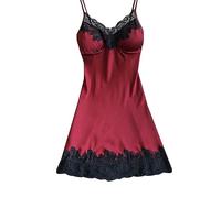 Satin Sleepwear Women Ladies Nightwear Nightdress Sexy Lingerie with Chest PadsLadies Set Comfy Pyjamas Chemise Night Dress Satin Chemise Nightie Shoulder Strap with Lace Trims Sale Clearance