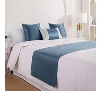 Satin Solid Color Bed Runner, No Fading Luxury Bed Scarf for Home Bedroom, Silky Skin-friendly King Size Bedspread for Bed Cover-Dark Blue||1*Pillowcase(30X50)