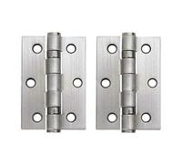 Satin Stainless 2 Ball Bearing Hinges Square Corner 1 Pair 3" (75Mm) Butt Hinge