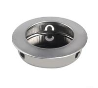 Satin Stainless Steel Circular Recessed Pull Handle Set for Sliding Pocket Doors, Round Flush Finger Grip Hardware for Kitchen Cabinet Bathroom Closet Drawer, Silver Finish 1 Pack(Slope)