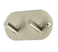 Satin Stainless Steel Double Robe Hook - 90x45mm Elegant Design - Wall Mounted Clothing Hook
