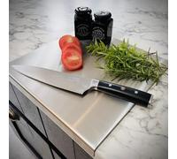 Satin Stainless Steel Folded Edge Worktop Saver, Counter Protector, Chopping Board + Hot Pan Stand 300mm Wide x 400mm Deep