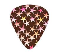 Satin Stars Pink On Chocolate,12 Pcs Guitar Pick,3 Different Thickness Plectrums for Acoustic Guitar Bass Ukulele (0.46mm 0.96mm 0.71mm)