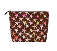 Satin Stars Pink On Chocolate, Cosmetic Bag Imitation Linen Makeup Bag Portable Travel Toiletry Bag