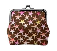 Satin Stars Pink On Chocolate, PU Leather Coin Purse, Small Wallets, Change Pouch with Kiss Lock Clasp Buckle, Change Purse