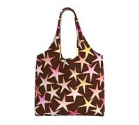 Satin Stars Pink On Chocolate,Reusable Tote Bags Grocery Bags Large Capacity Canvas Shopping Shoulder bag