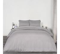 Satin Stripe Duvet Cover Set OHS Silver Super King