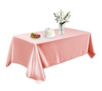 Satin Table Cloth 58x102 Inch, Washable Rectangle Shiny Tablecloth, Smooth Fabric Tablecover Bright Silk Desk Decoration for Dining Kitchen, Party, Wedding, Banquet, Rose Gold