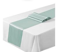 Satin Table Runners 12"x108"inch Chair Sashes Swags Wedding Party Table Decoration (1, Dusty Green) …