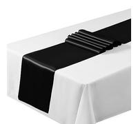 Satin Table Runners 12"x108"inch Chair Sashes Swags Wedding Party Table Decoration (10, Black) …