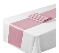 Satin Table Runners 12"x108"inch Chair Sashes Swags Wedding Party Table Decoration (5, Dusty Pink) …