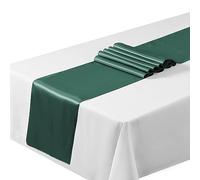 Satin Table Runners 12"x108"inch Chair Sashes Swags Wedding Party Table Decoration (5, Hunter Green) …