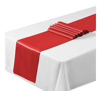 Satin Table Runners 12"x108"inch Chair Sashes Swags Wedding Party Table Decoration (5, Red) …