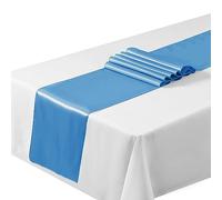Satin Table Runners 12"x108"inch Chair Sashes Swags Wedding Party Table Decoration (5, Turquoise) …