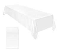 Satin Tablecloth, 145x260cm Rectangular Polyester Table Cloth for Wedding Banquet Dining Decor, Water Resistant Slip-Resistant Fabric for Indoor Outdoor Parties, Black