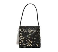 Satin Tassel Shoulder Bag Butterfly Embroidered Women's Hobo Handbag | Elegant satin shoulder bag with butterfly jacquard embroidery and a beautiful tassel charm