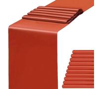 Satin Terracotta Table Runner 10 Pack 12 x 108 Inches Long Burnt Orange Table Runner for Halloween Wedding Party Birthday Banquets Anniversary Christmas Events Decorations