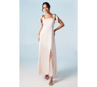 Oasis Satin Tie Shoulder Midi Bridesmaids Dress, 12, Blush