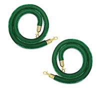 Satin Velvet Queue Barrier with Stainless Steel Hooks, 1m Green Crowd Control for Hotels, Theaters, Weddings, Events - Elegant 2-Pack Event Management Solution