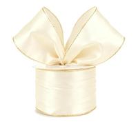 Satin Wired Edge Ribbon, 2.5 Inch x 20 Yards, Metallic Edge, Christmas Tree Decoration (Ivory, 2-1/2 Inch)
