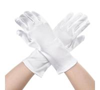 Satin Women's Formal Bridal Gloves - Short Wrist Length Opera Tea Party Dancing Wedding Dress Mitten (White, Large)