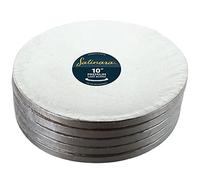 Satinara 10" Cake Boards, Luxury Cake Drums, Silver Foil Covered, 12mm thick - 10 inch Round (Pack of 5)