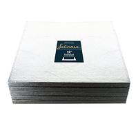 Satinara 12" Cake Boards | 5 Pack | Luxury Cake Drums, Silver Foil Covered, 12mm thick - 12 Inch Square - Pack of 5