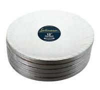 Satinara 12" Cake Boards, Luxury Cake Drums, Silver Foil Covered, 12mm thick - 12 inch Round (Pack of 5)
