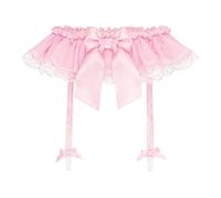 Satini Frilly Lace Sissy Chiffon Sheer Garter Suspender Belt Lingerie Knickers (Baby Pink, L)