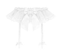 Satini Frilly Lace Sissy Chiffon Sheer Garter Suspender Belt Lingerie Knickers (White, L)
