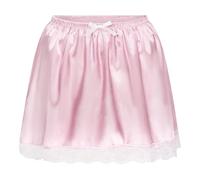 Satini Frilly Lace Sissy Ruffled Silky Satin Half Slip Petticoat Dolly Skirt (Baby Pink, L)