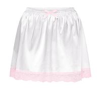 Satini Frilly Lace Sissy Ruffled Silky Satin Half Slip Petticoat Dolly Skirt (White, XXL)