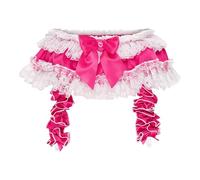 Satini Frilly Lace Sissy Silky Satin Garter Suspender Belt Lingerie Knickers (Hot Pink, XXL)