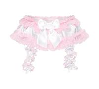 Satini Frilly Lace Sissy Silky Satin Garter Suspender Belt Lingerie Knickers (White, XL)
