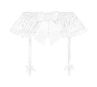 Satini Frilly Lace Sissy Silky Satin Garter Suspender Belt Lingerie Knickers (White, XXL)