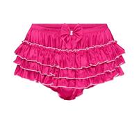 Satini Frilly Sissy Ruffled French Knickers Briefs Lingerie Silky Satin Underwear Panties (Hot Pink, S)