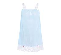 Satini Lingerie Sheer Sissy Babydoll Ruffles Frilly Lace Slip Nightwear (Baby Blue - White, XXL)