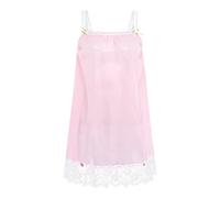 Satini Lingerie Sheer Sissy Babydoll Ruffles Frilly Lace Slip Nightwear (Baby Pink - White, XXL)