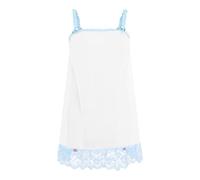 Satini Lingerie Sheer Sissy Babydoll Ruffles Frilly Lace Slip Nightwear (White - Baby Blue, S)