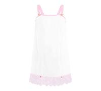 Satini Lingerie Sheer Sissy Babydoll Ruffles Frilly Lace Slip Nightwear (White - Baby Pink, XXL)
