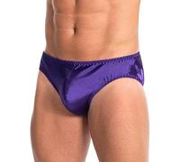 Satini Men’s Silky Satin Briefs - Contoured Pouch, Full Back, Fully Elasticated Underwear (Indigo, XL)
