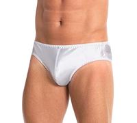 Satini Men’s Silky Satin Briefs - Contoured Pouch, Full Back, Fully Elasticated Underwear (White, XXL)