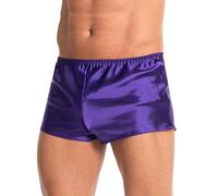 Satini Men’s Silky Satin Shorts - Underwear & Sleepwear, Elastic Waist, All-Day Comfort (Indigo, XL)