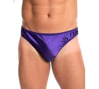Satini Men’s Silky Satin Slip Briefs - Seam Free Shaped Front, Full Back, Fully Elasticated Underwear (Indigo, S)