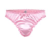 Satini Men's Satin Ruffle Sissy Thong Tanga Knickers Briefs Panties (Baby Pink, XXL)