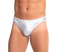 Satini Men's Silky Satin Slip Briefs, White, L