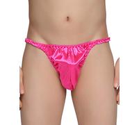 Satini Men's Underwear Satin Tanga Bikini Briefs Panties (Hot Pink, XL)