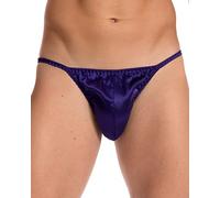 Satini Men's Underwear Satin Tanga Bikini Briefs Panties (Indigo, M)