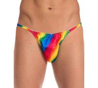 Satini Men's Underwear Satin Tanga Bikini Briefs Panties (Rainbow, L)